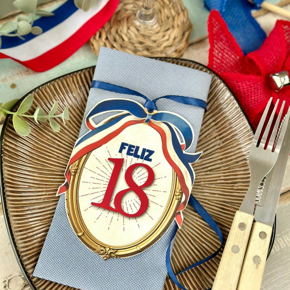 Tarjetón Servilleta Feliz 18 - Creado en Chile