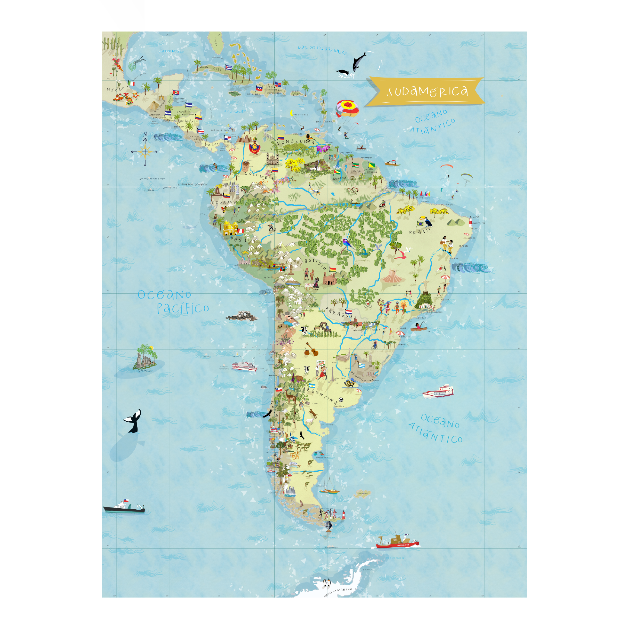 Puzzle Mapa Sudamérica 1500 Piezas