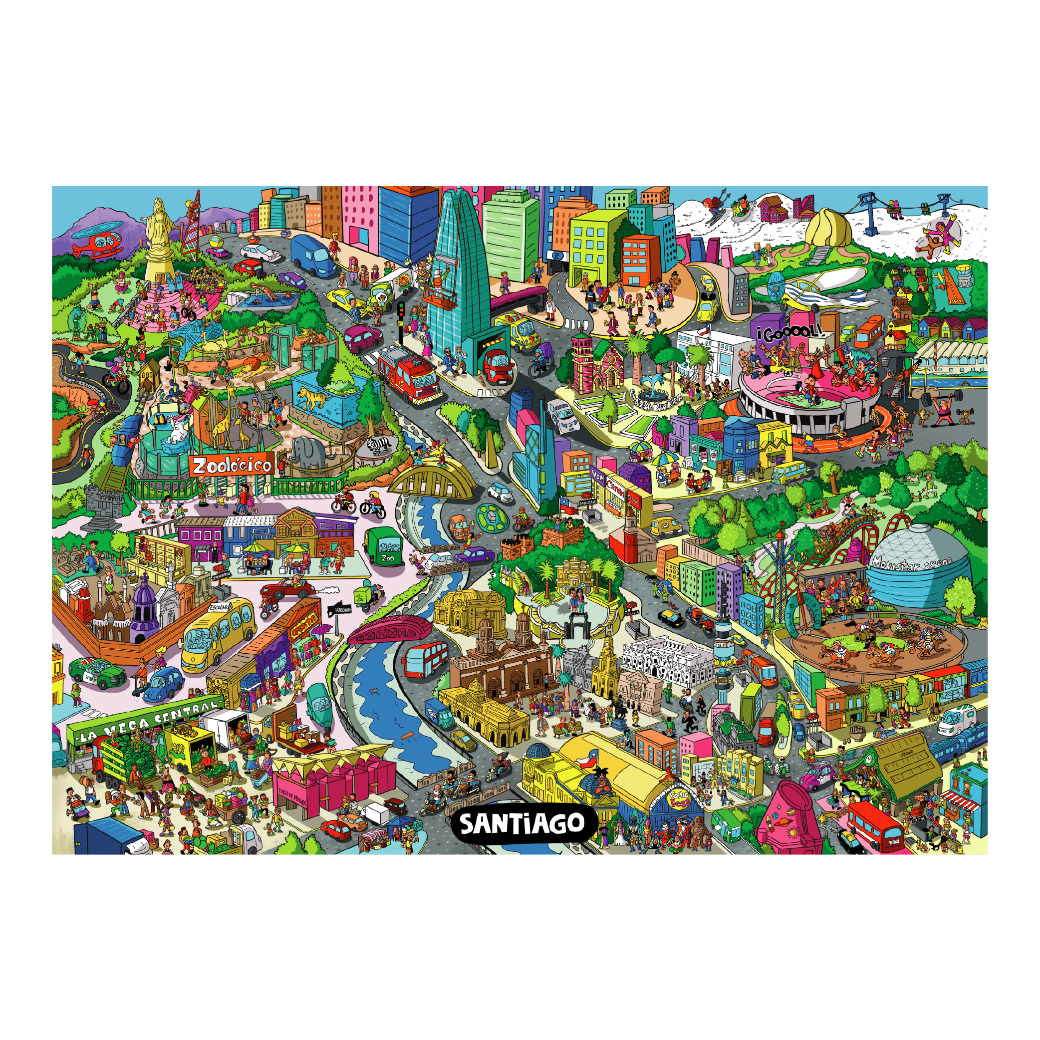 Puzzle Caos en Santiago 1000 Piezas - Creado en Chile