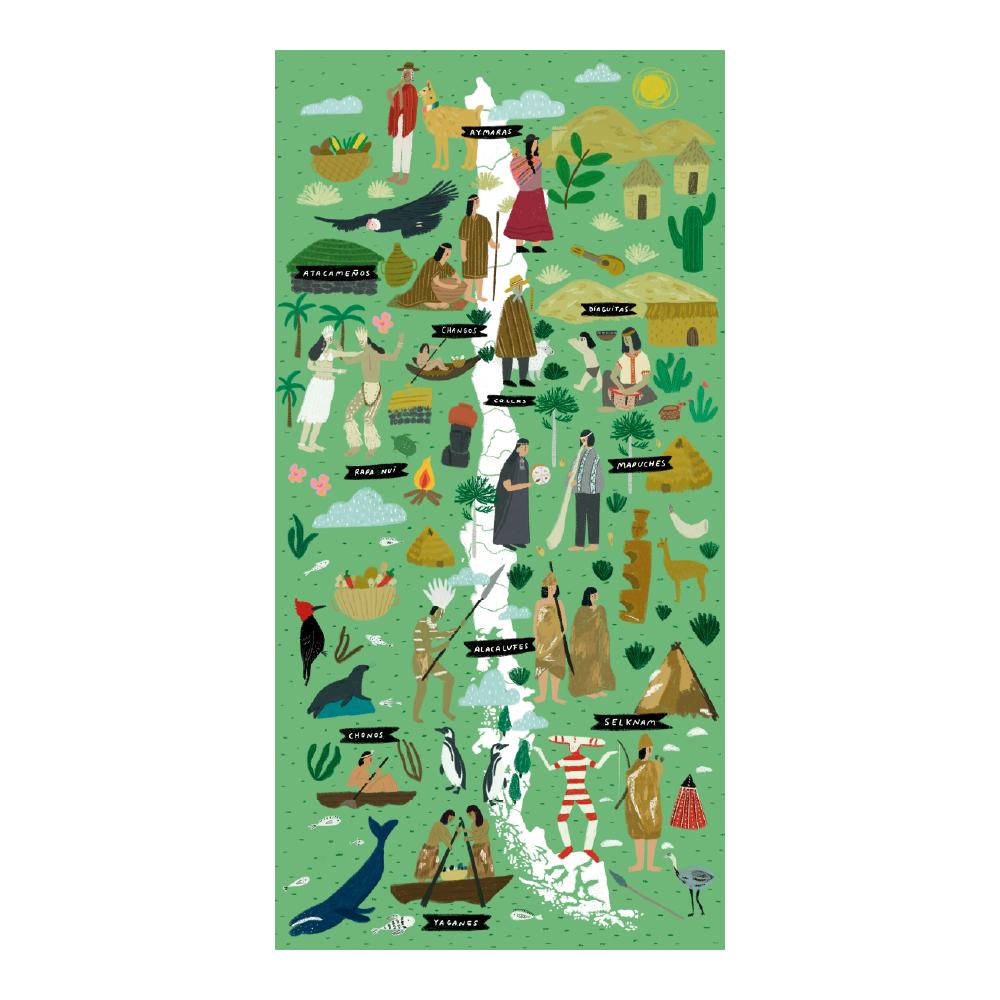 Mapa Ilustrado Pueblos Originarios de Chile