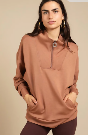 Half Zip Pullover Mocha Mousse
