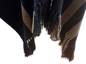 Poncho Flecos - Lana y Alpaca - Marengo Líneas Beige