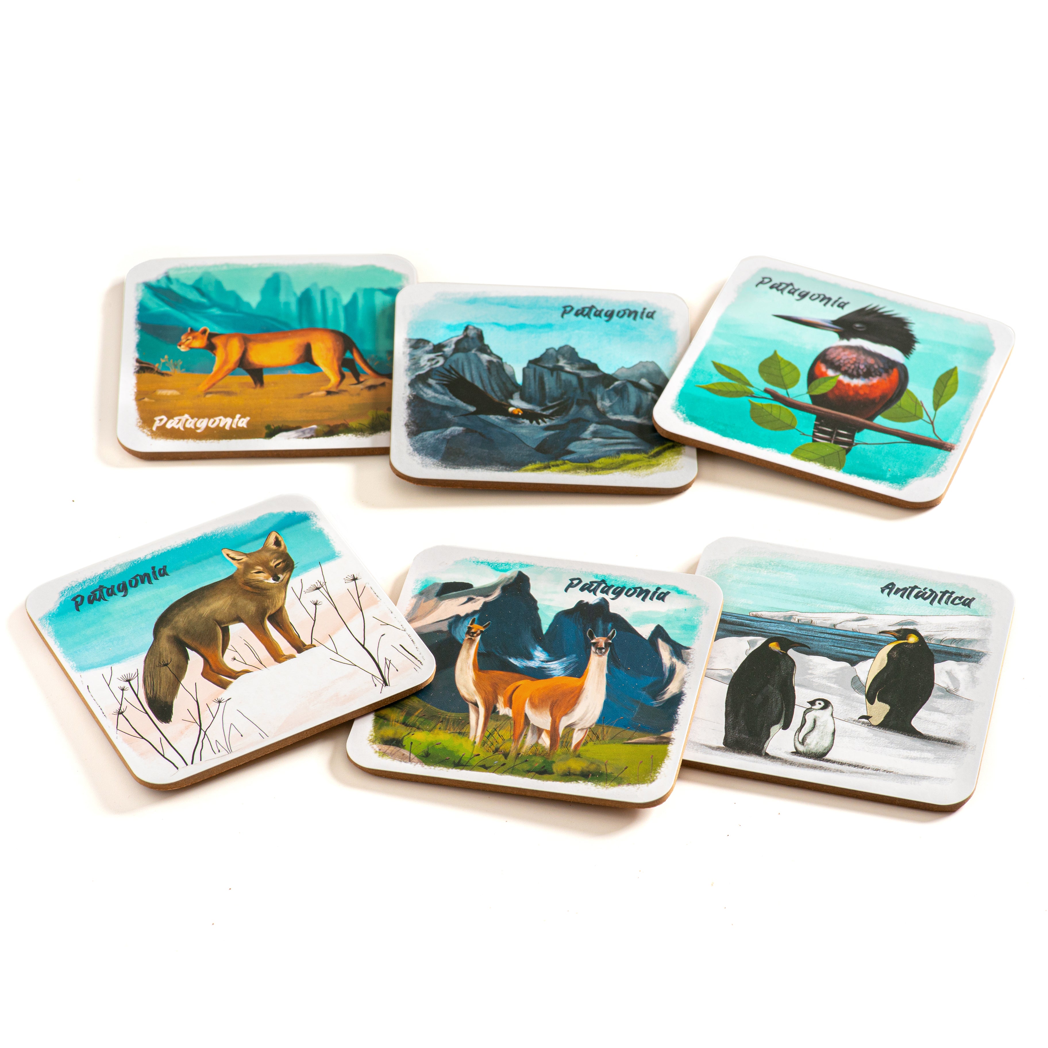 Set de 6 Posavasos Animales Chilenos