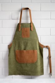 Pechera Cuero Reno Verde Musgo con Bolsillos Cuero