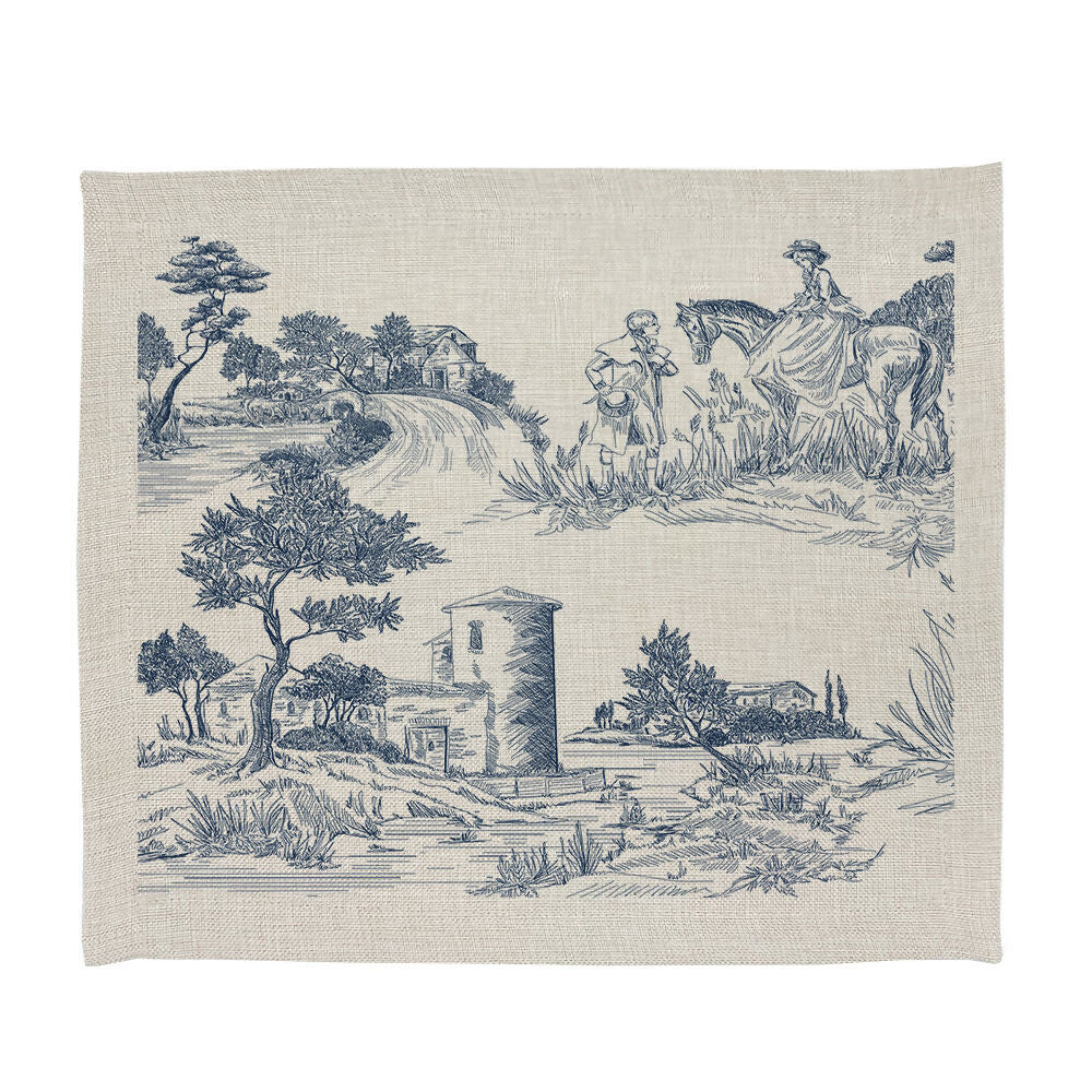 Set de Individuales Toile de Jouy Azul - Linet Natural,