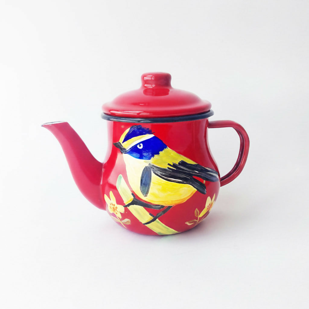 Tetera Enlozada Pintada a Mano – Siete Colores bailando en tu mesa (500 cc)