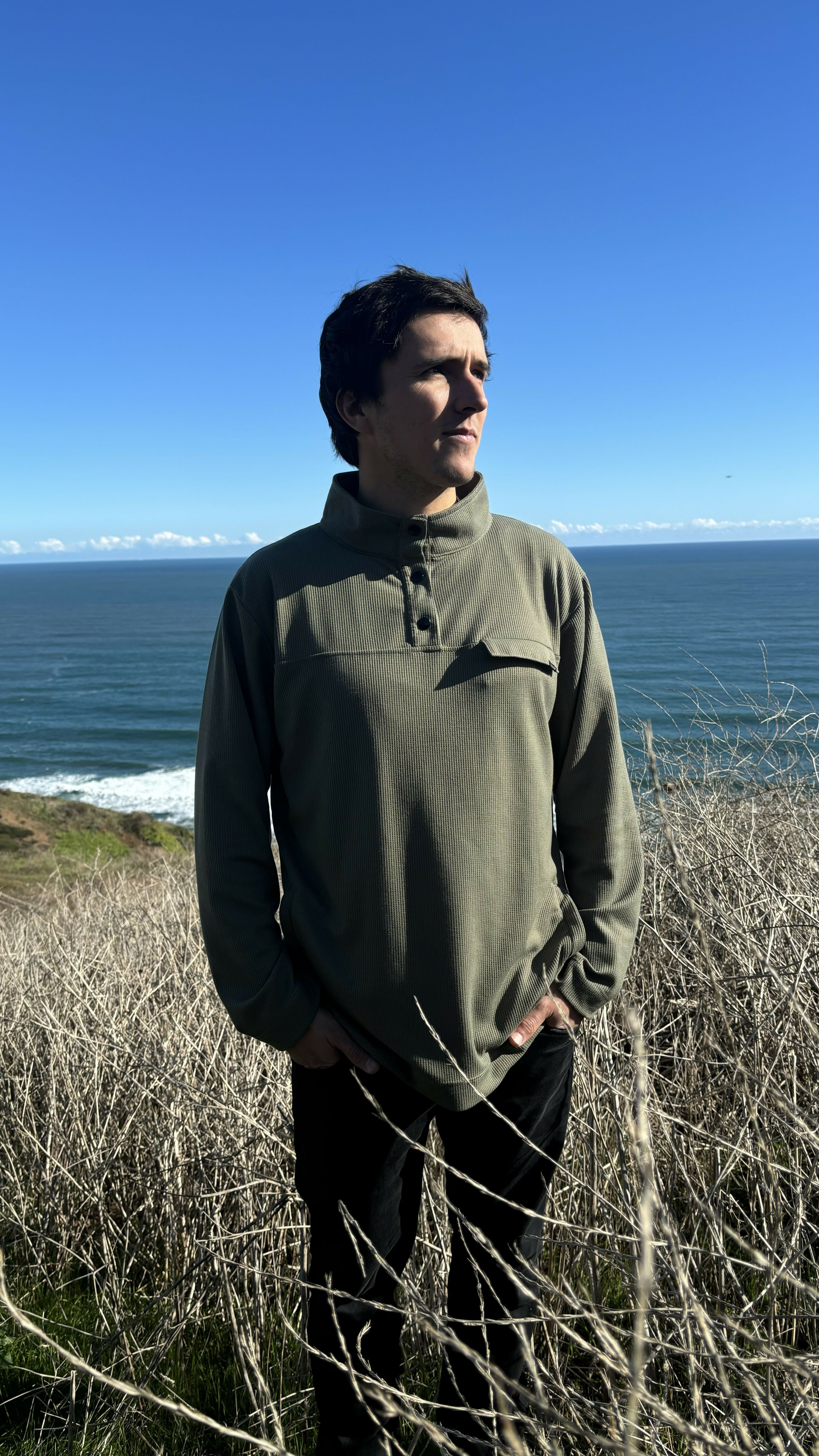 polerón waffle hombre verde