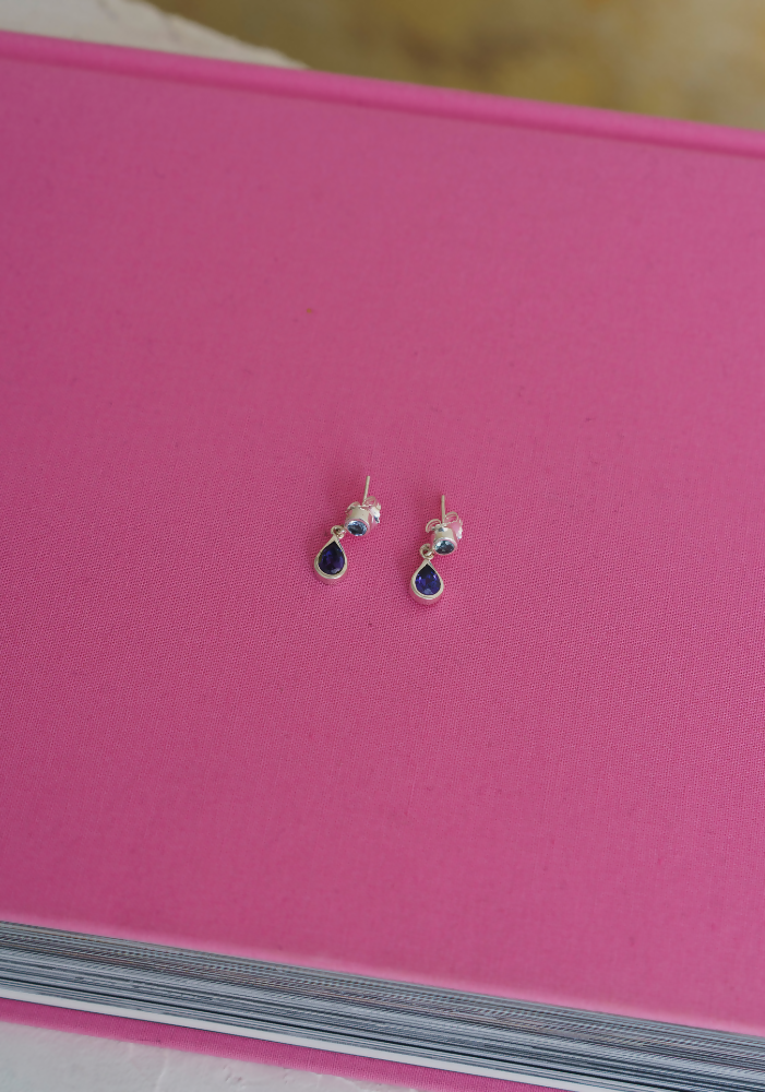 Aros de amatista agua marina gota