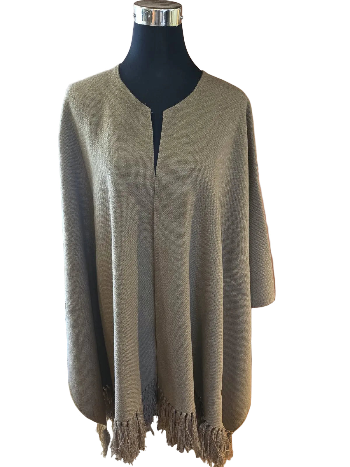 Ruana Flecos - Lana y Alpaca - Beige