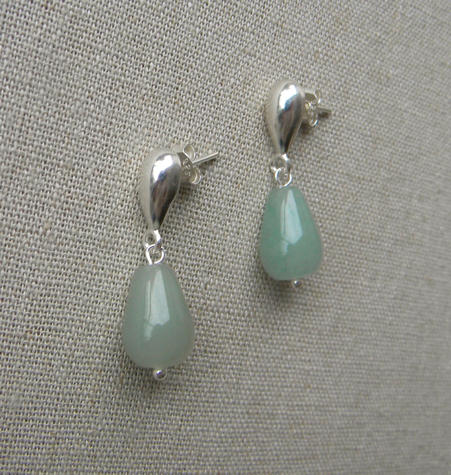 AROS GOTA PLATA JADE VERDE