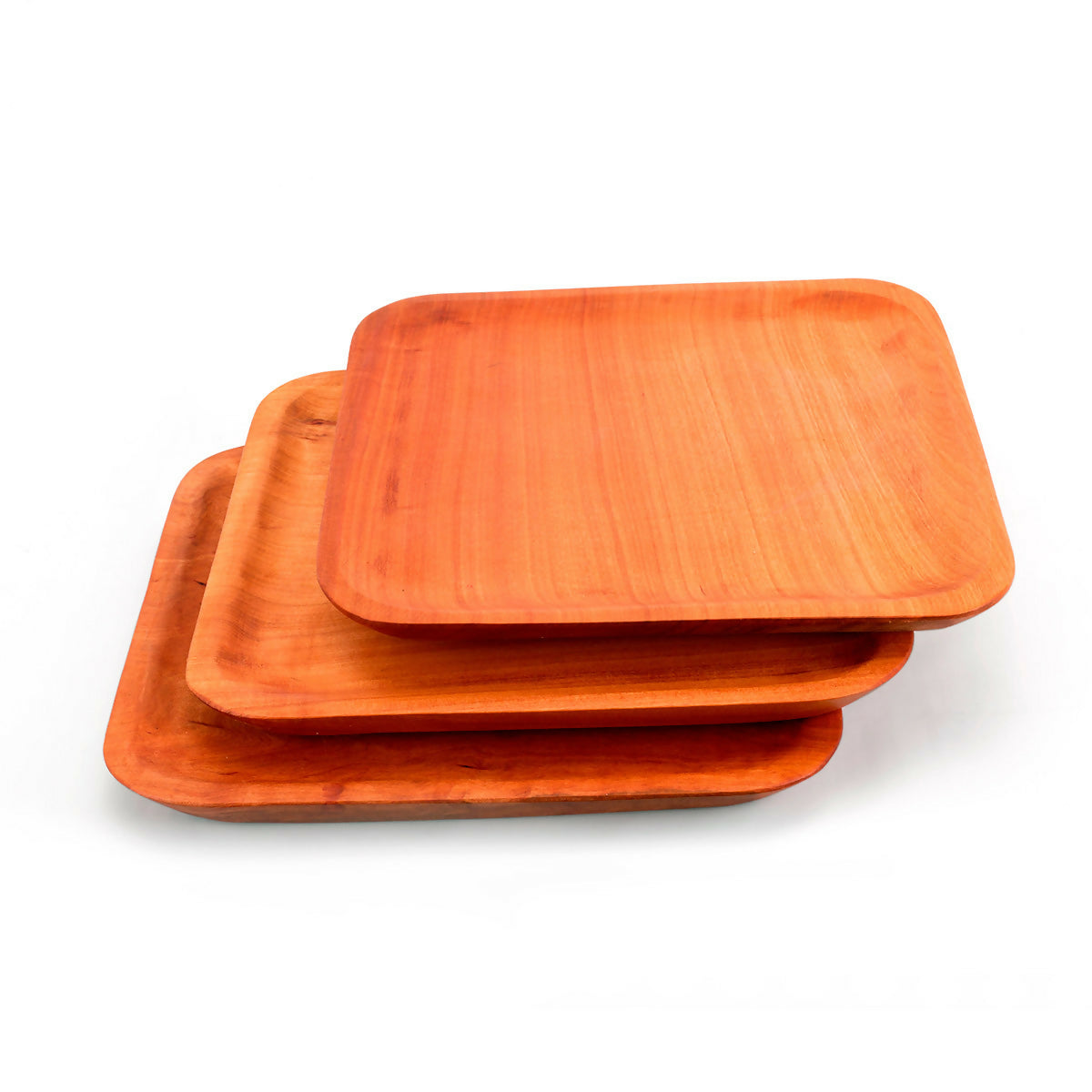 Pack 4 Platos Madera Cuadrado Asado L 26X26 Cm