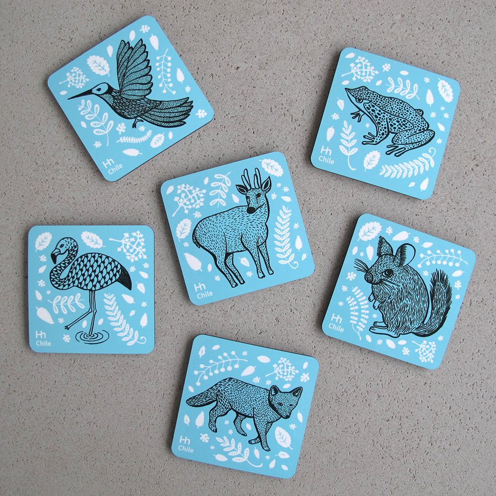 SET 6 POSAVASOS / FAUNA DE CHILE