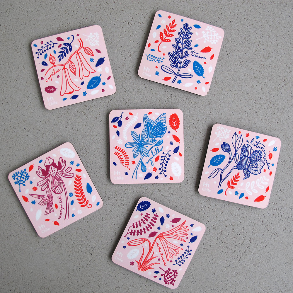 SET 6 POSAVASOS / FLORA NATIVA
