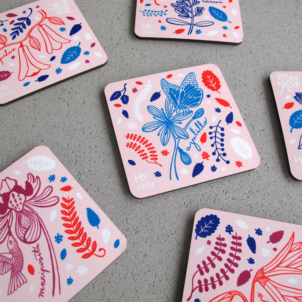 SET 6 POSAVASOS / FLORA NATIVA