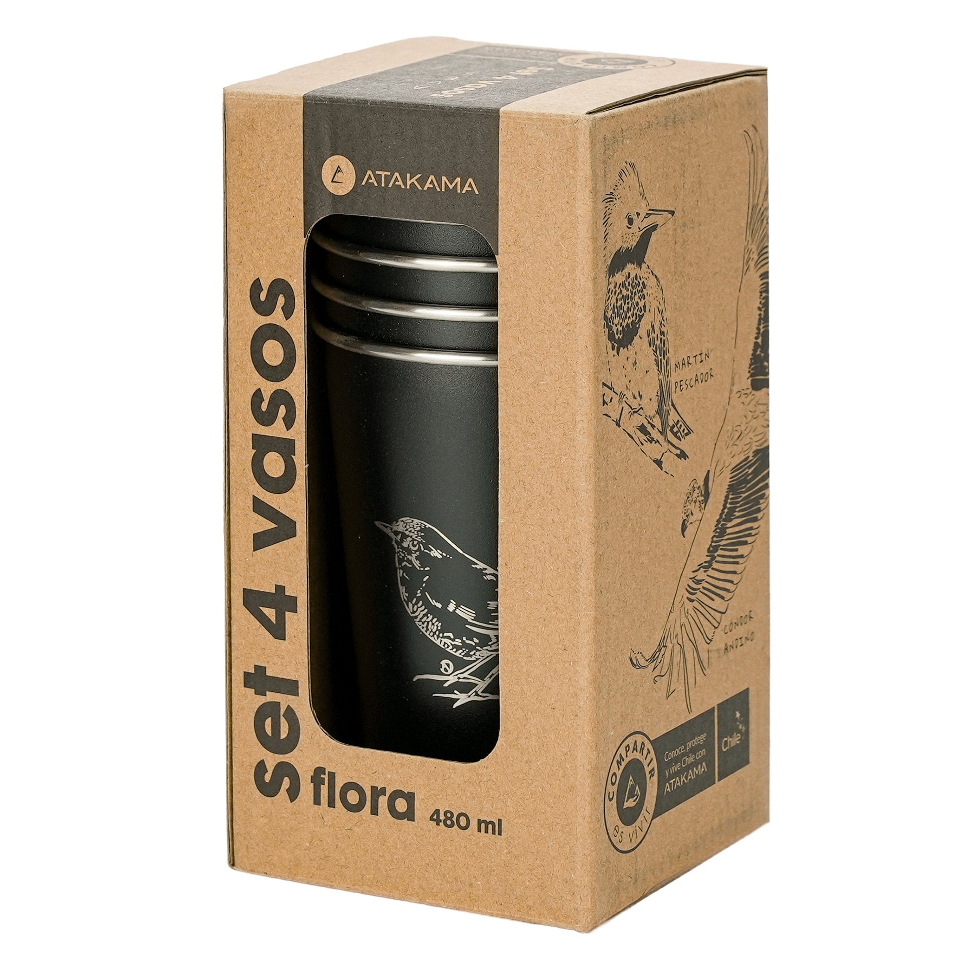 Set-4-vasos-aves-negro-Aluminio-480ml-Atakama-Outdoor-martin-pescador-chucao-condor-carpintero-03.jpg