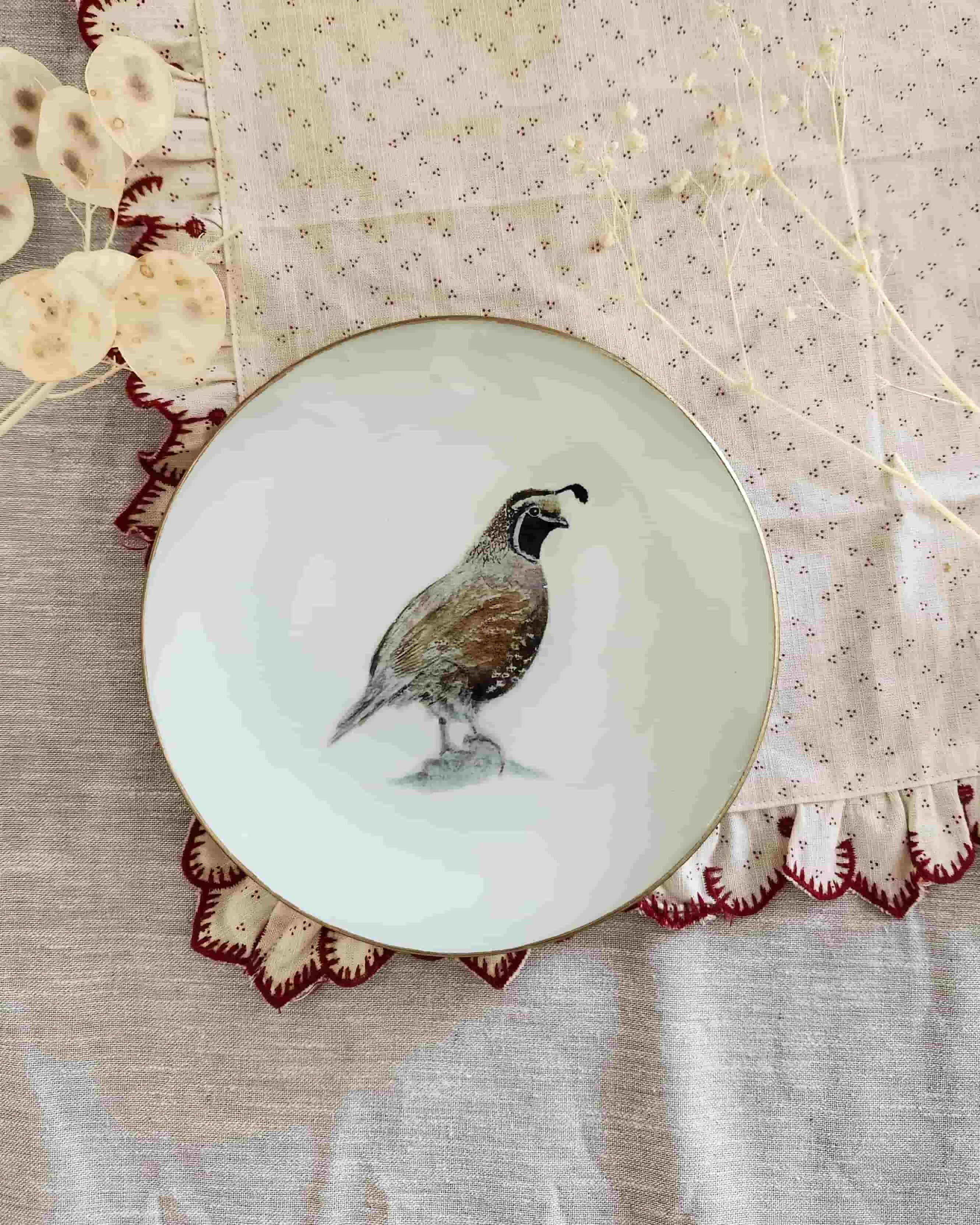 Plato Postre redondo, Codorniz