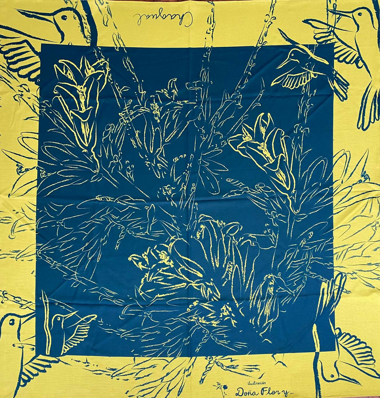 Pañuelo 90 x 90 Chagual Mostaza