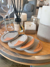 POSAVASOS HORMIGÓN NEGRO/COBRE GEOMÉTRICO