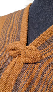 Poncho Tradicional Lana - Camel con líneas Gris Marengo