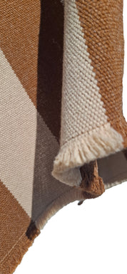 Poncho 5 Líneas con Capucha -  Lana y Alpaca-Vicuña con Beige