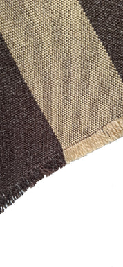 Poncho 5 Líneas Sin capucha   -  Lana y Alpaca-Café Moro Con Beige