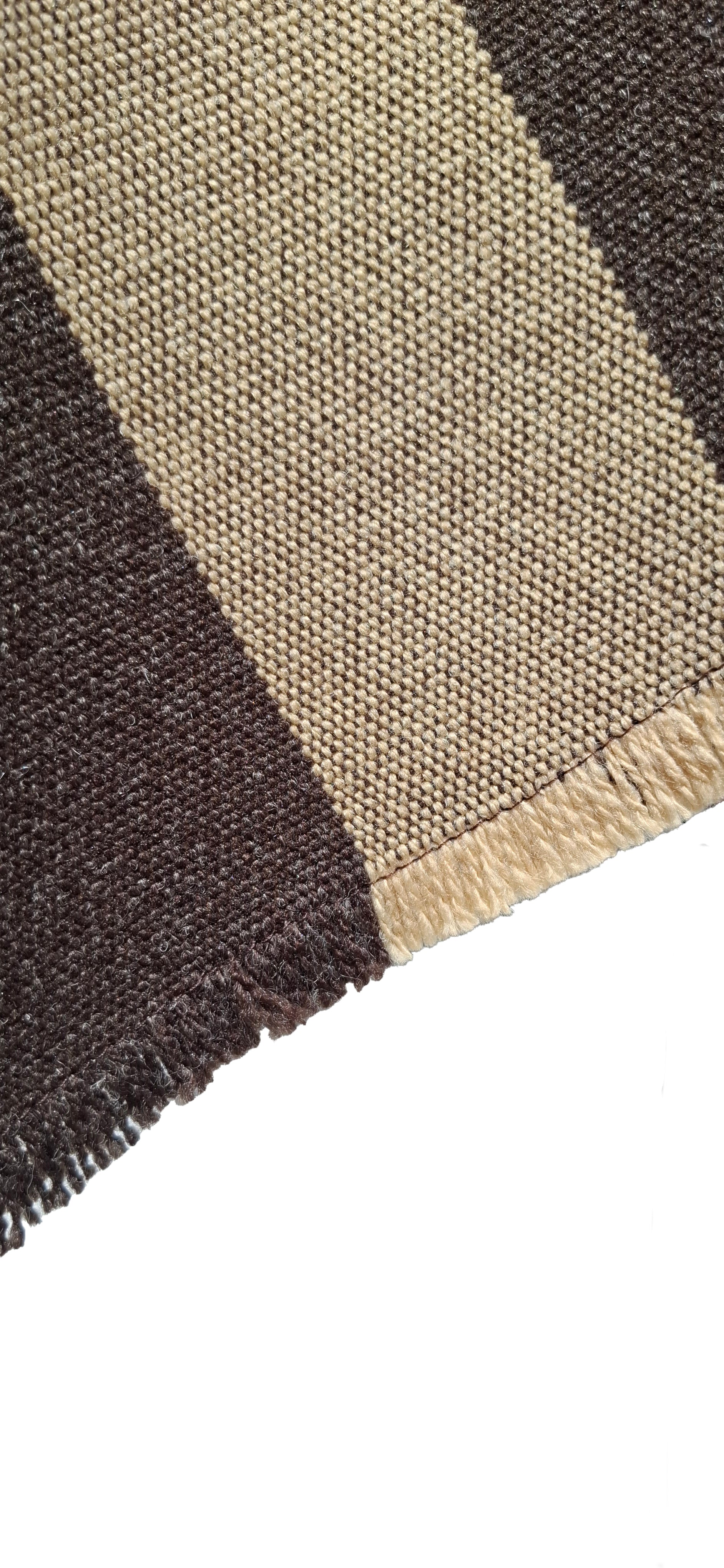 Poncho 5 Líneas Sin capucha   -  Lana y Alpaca-Café Moro Con Beige