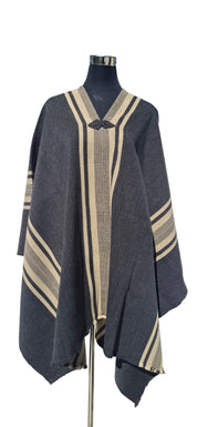 Poncho Peinecillo -  Lana y Alpaca  - Marengo con Beige