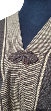 Poncho diseño Mapuche - Lana y Alpaca - Café Moro Beige