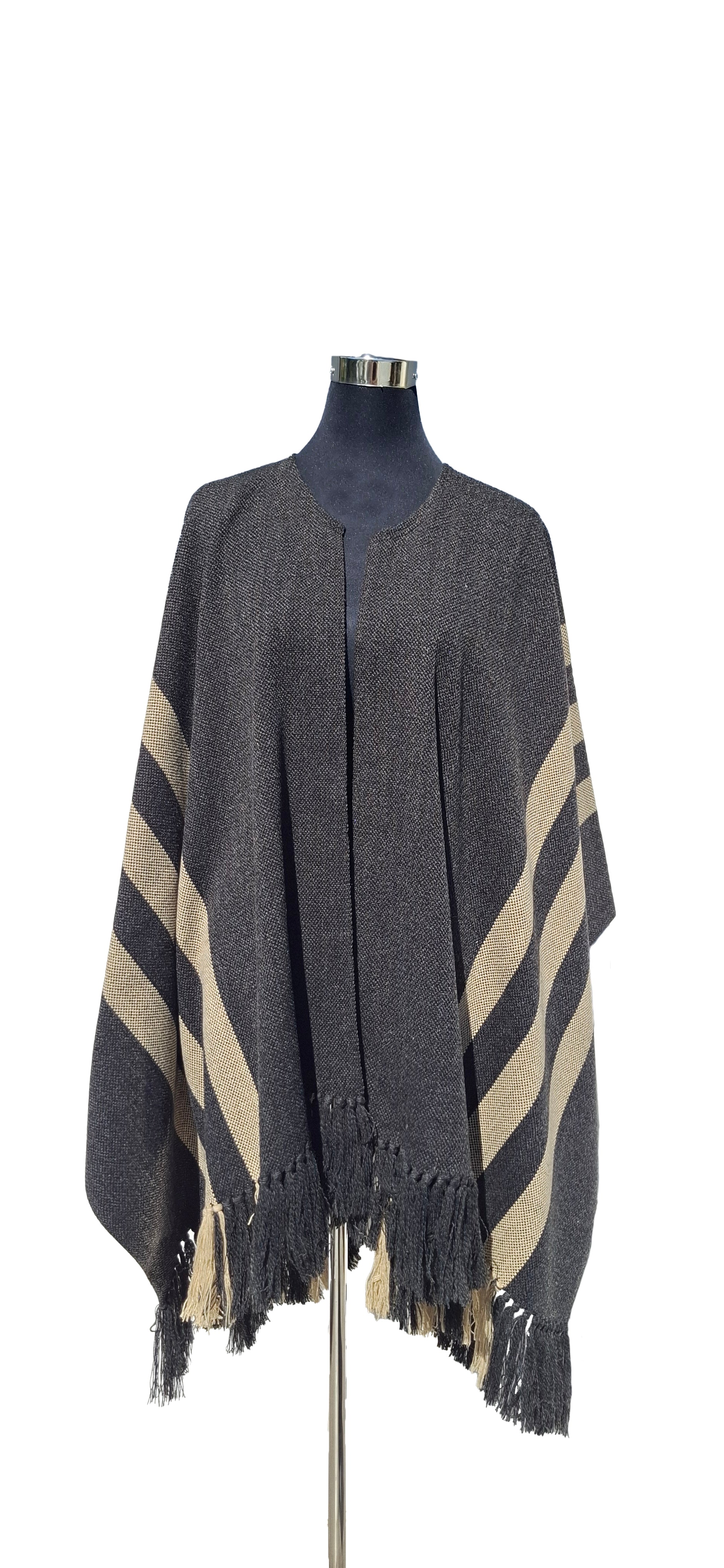 Ruana Flecos - Lana y Alpaca - Marengo-Beige