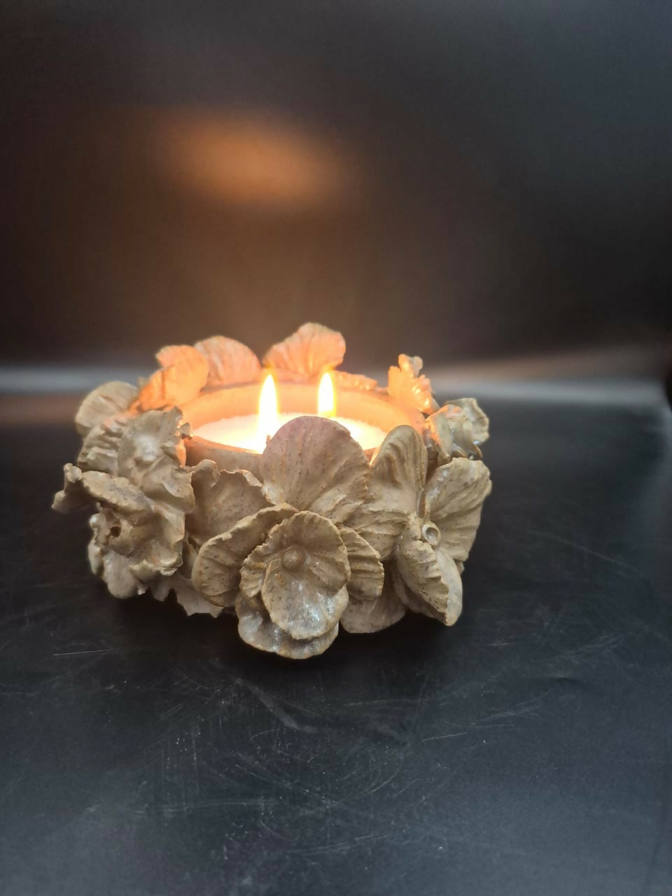 Porta vela de cerámica gres