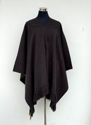 Poncho Flecos - Lana y Alpaca - Marengo