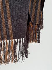 Chal / Piecera / Bufandón con Alpaca  Gris Marengo líneas Camel