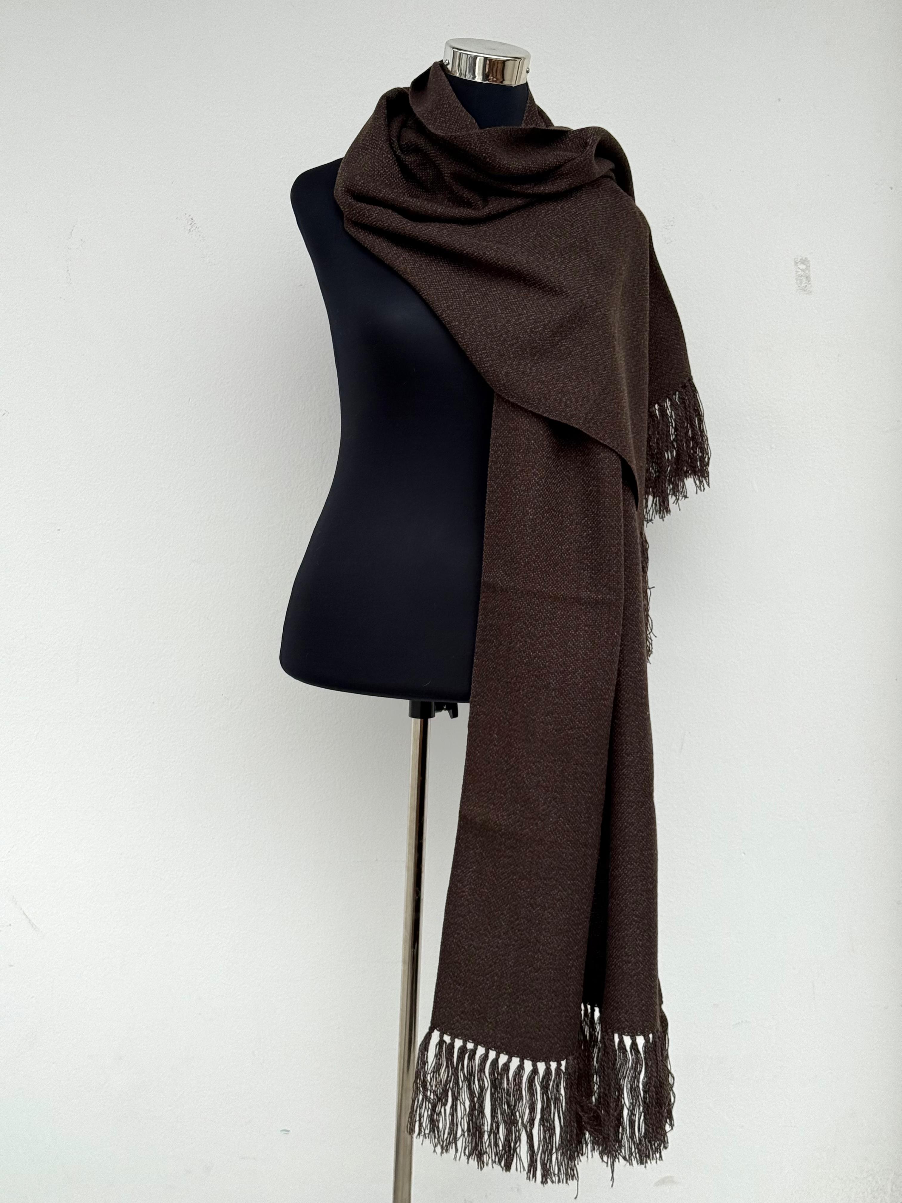 Chal / Piecera / Bufandón con Alpaca color Chocolate