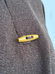 Poncho Tradicional con Capucha -  Lana y Alpaca  - Café Moro