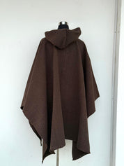 Poncho Tradicional con Capucha -  Lana y Alpaca  - Café Moro