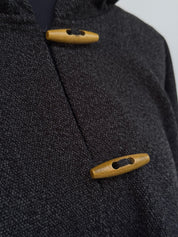 Poncho Tradicional con Capucha -  Lana y Alpaca  - Marengo
