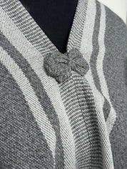 Poncho Peinecillo -  Lana y Alpaca  - Gris con Blanco