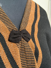 Poncho Peinecillo -  Lana y Alpaca  - Negro con Camel