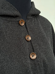 Poncho Tradicional Lana con Capucha - Gris Marengo