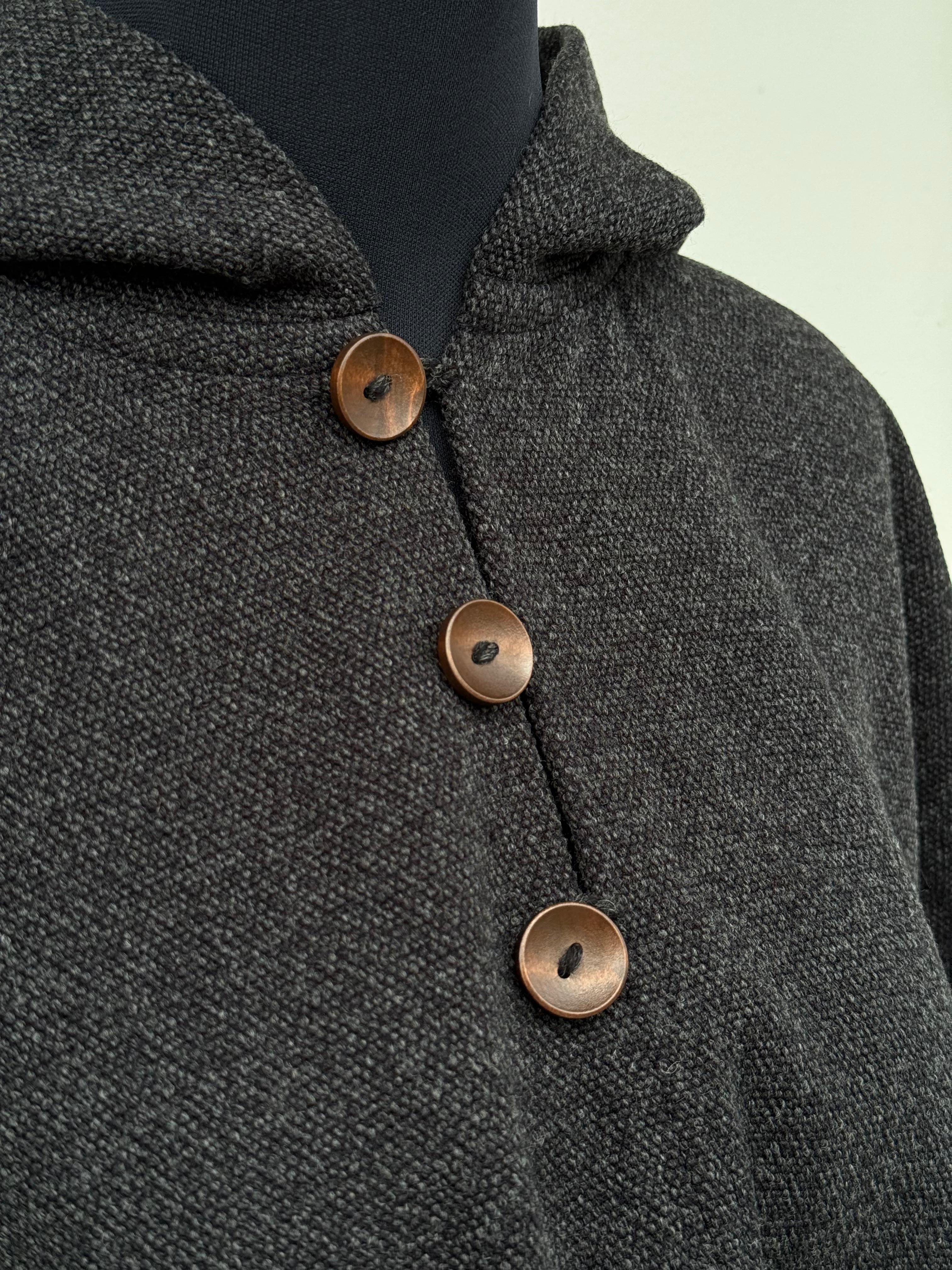 Poncho Tradicional Lana con Capucha - Gris Marengo