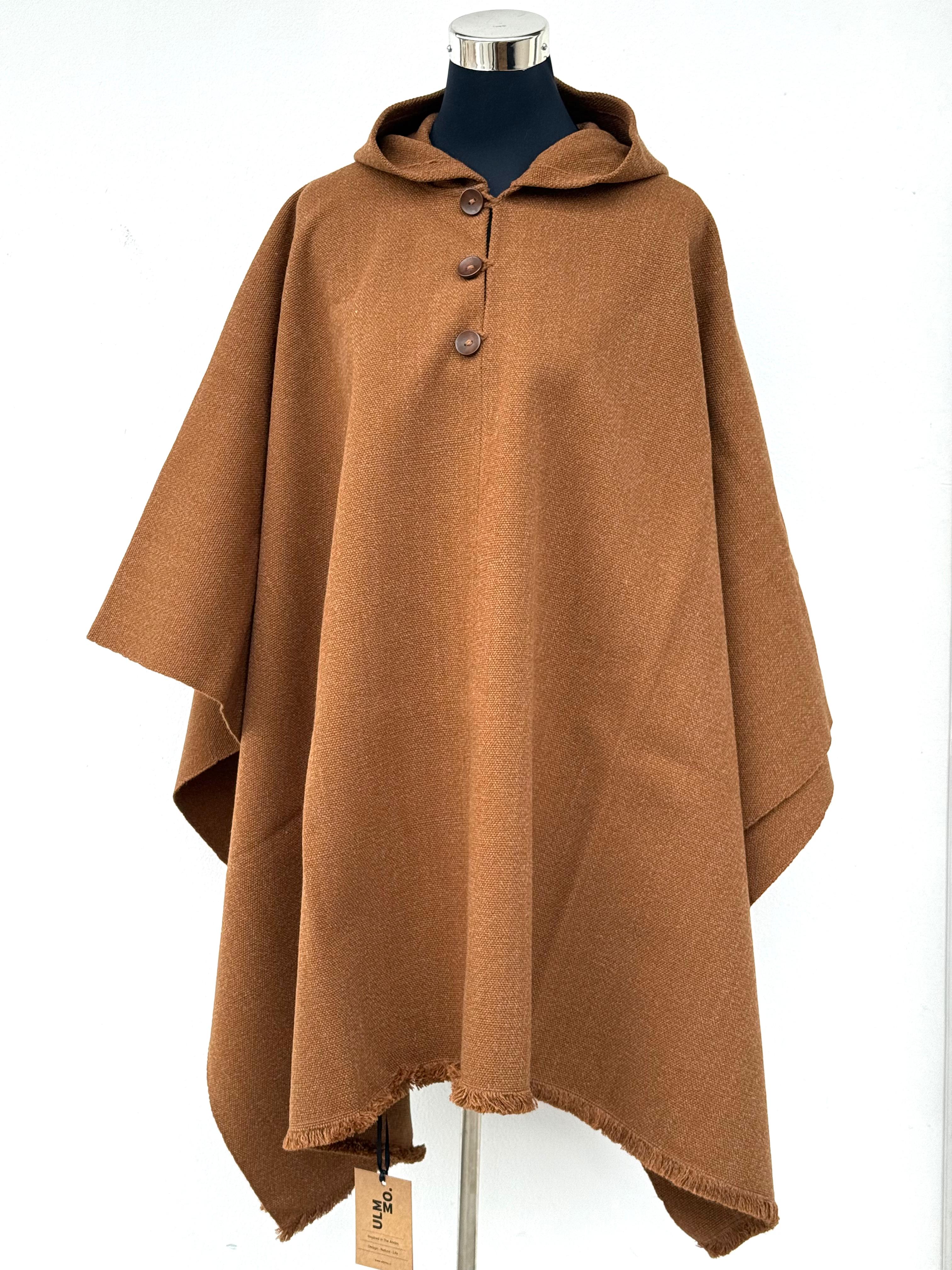 Poncho Tradicional Lana con Capucha - Camel