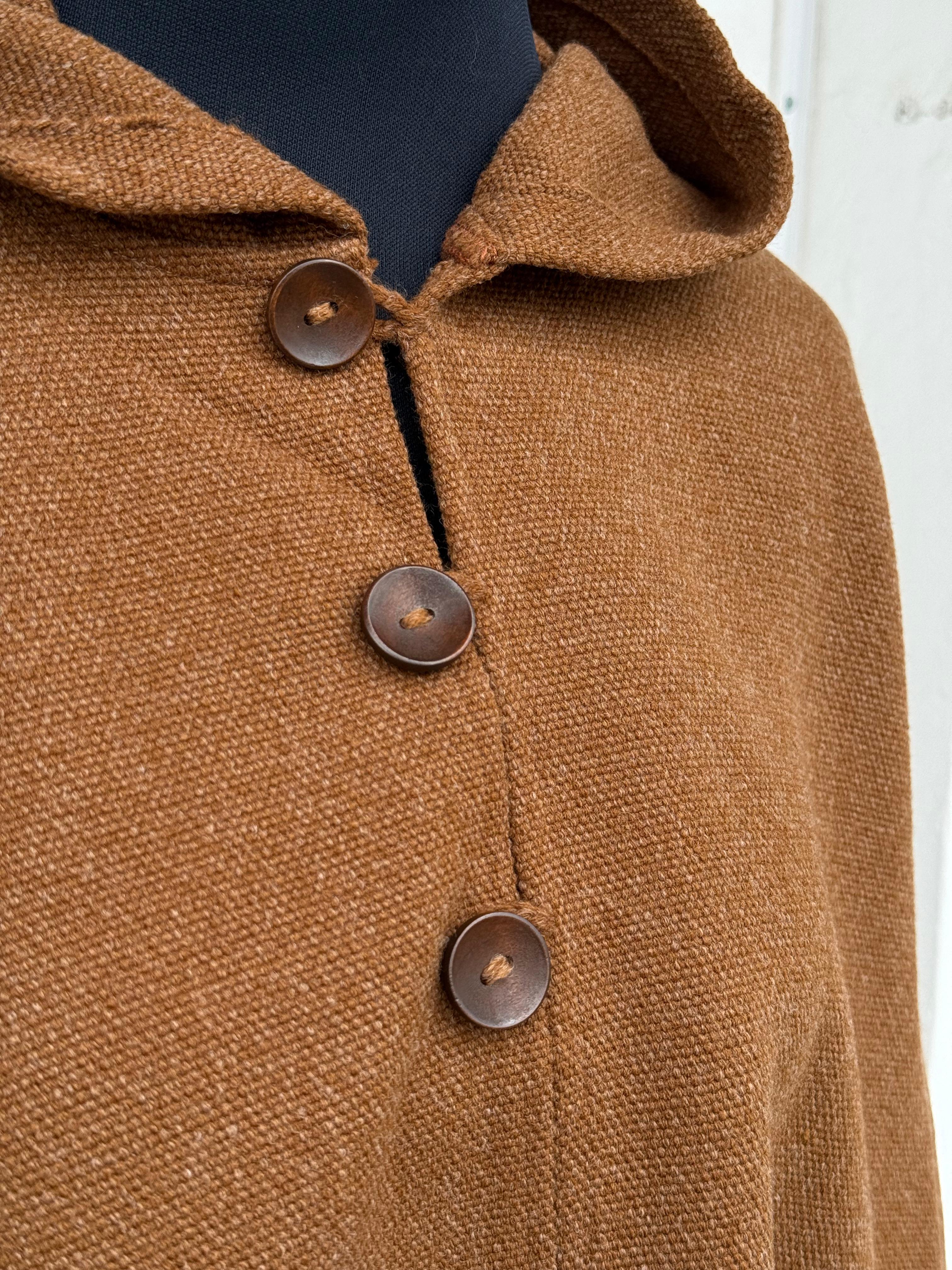 Poncho Tradicional Lana con Capucha - Camel