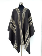 Poncho Tradicional Lana - Marengo con Líneas Crudo