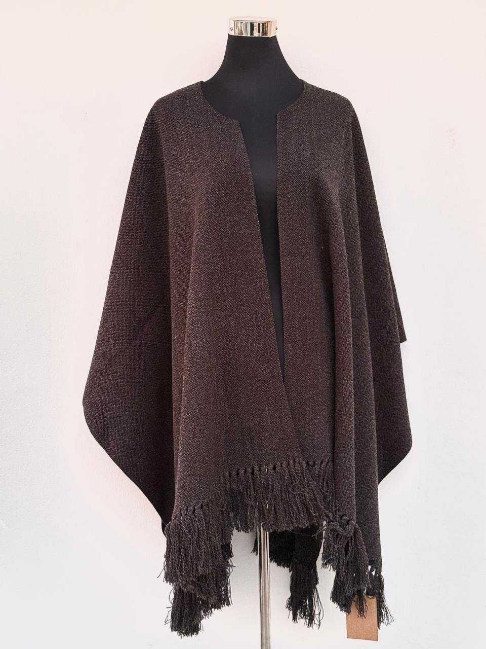 Ruana Flecos - Lana y Alpaca - Marengo