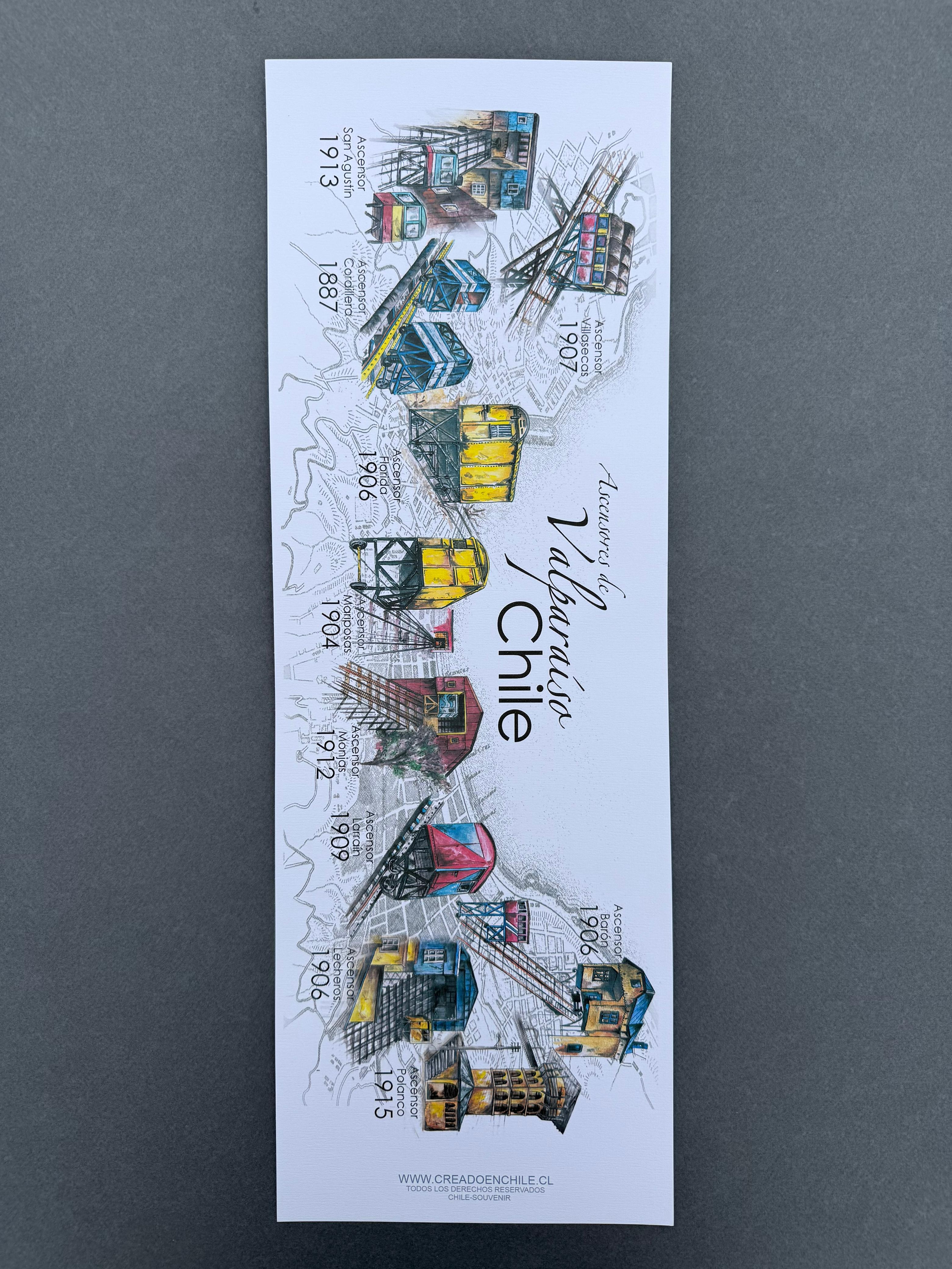 Lámina Ascensores de Valparaíso - papel fine art 19 x 55 cm