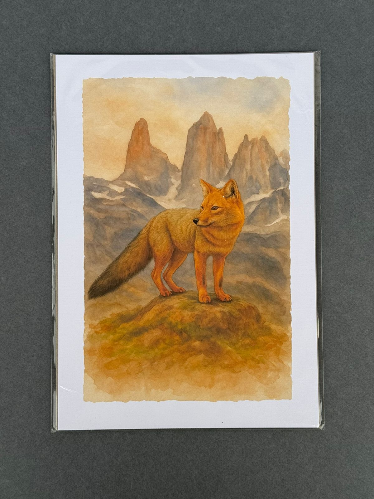 Lámina Zorro Culpeo - papel texturado fine art 19x27 cm