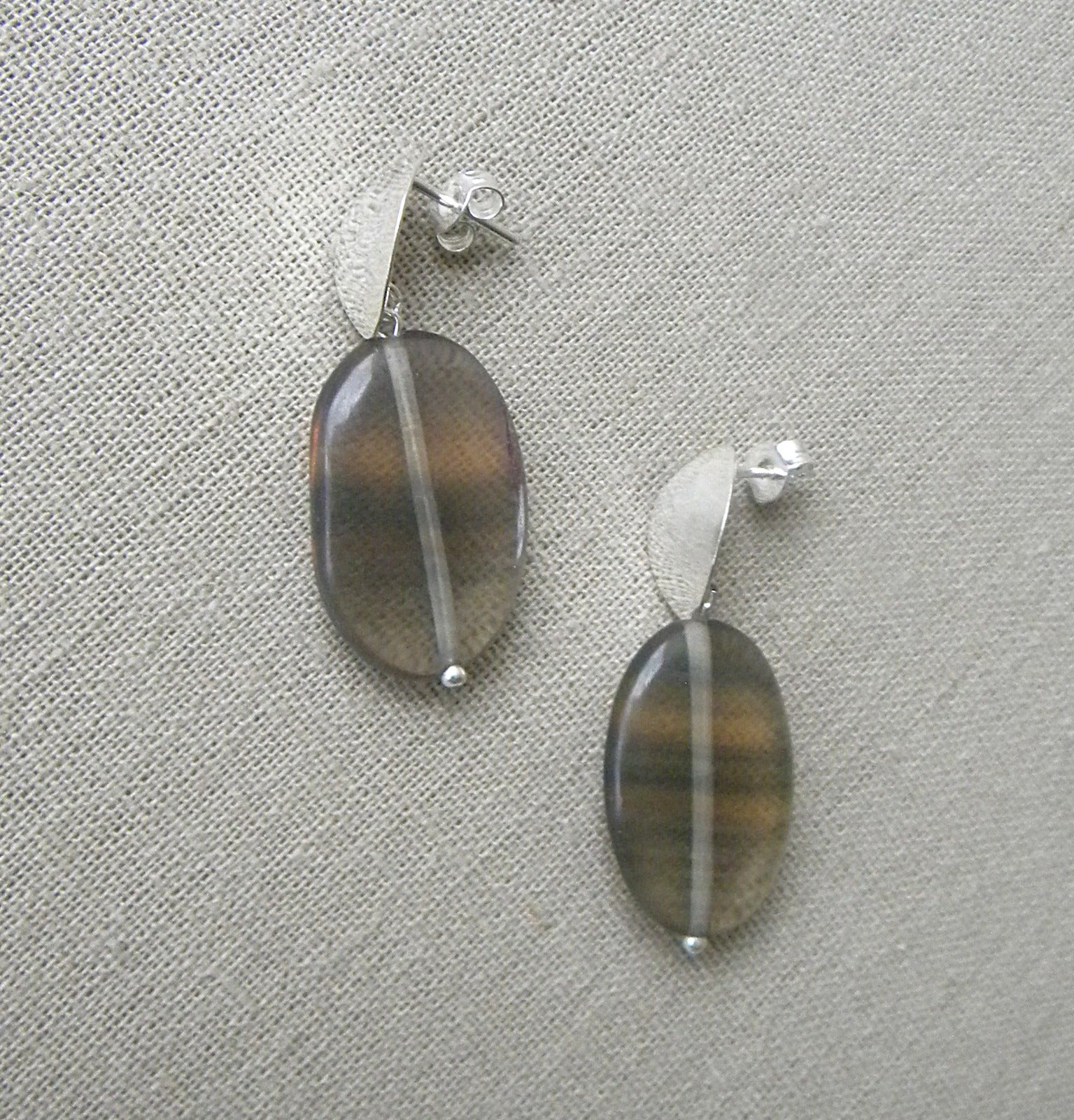 AROS PLATA HOJA ÁGATA OVALADA XL