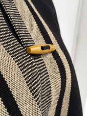 Poncho Peinecillo con Capucha -  Lana y Alpaca  - Negro con Beige