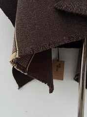 Ruana diseño Mapuche con Capucha - Lana y Alpaca -  Café moro con Beige