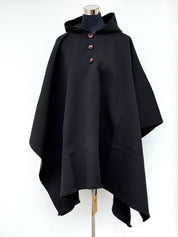 Poncho Tradicional Lana con Capucha - Negro